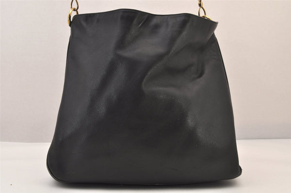 Authentic GUCCI Vintage Bamboo 2Way Shoulder Hand Bag Leather Black Junk 8397M