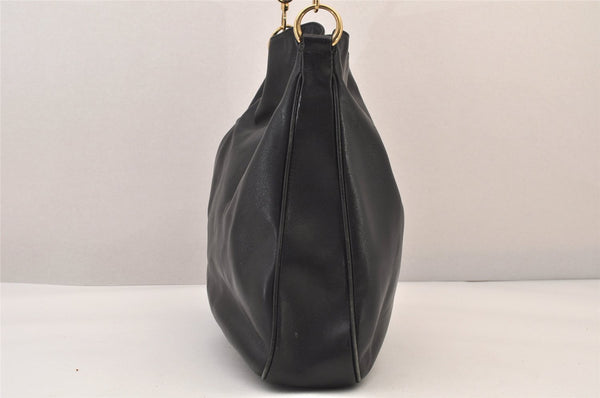 Authentic GUCCI Vintage Bamboo 2Way Shoulder Hand Bag Leather Black Junk 8397M