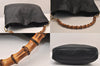 Authentic GUCCI Vintage Bamboo 2Way Shoulder Hand Bag Leather Black Junk 8397M
