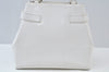 Authentic Salvatore Ferragamo Gancini Leather Hand Tote Bag Purse White 8398I