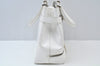 Authentic Salvatore Ferragamo Gancini Leather Hand Tote Bag Purse White 8398I