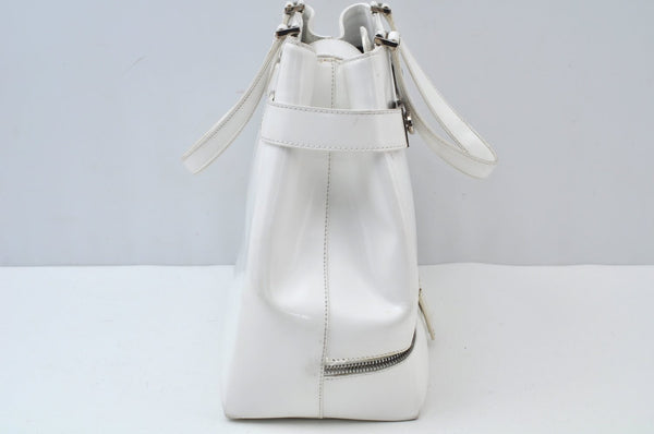 Authentic Salvatore Ferragamo Gancini Leather Hand Tote Bag Purse White 8398I