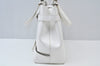 Authentic Salvatore Ferragamo Gancini Leather Hand Tote Bag Purse White 8398I