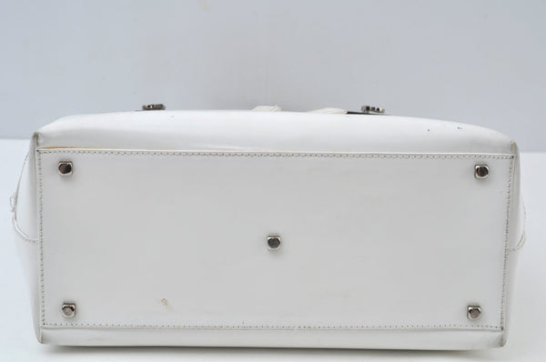Authentic Salvatore Ferragamo Gancini Leather Hand Tote Bag Purse White 8398I