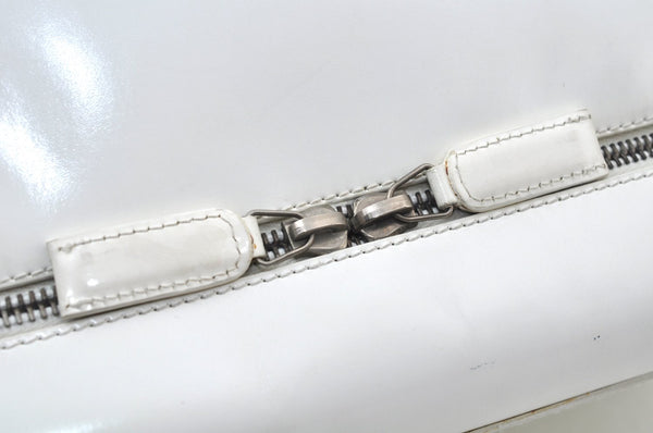Authentic Salvatore Ferragamo Gancini Leather Hand Tote Bag Purse White 8398I