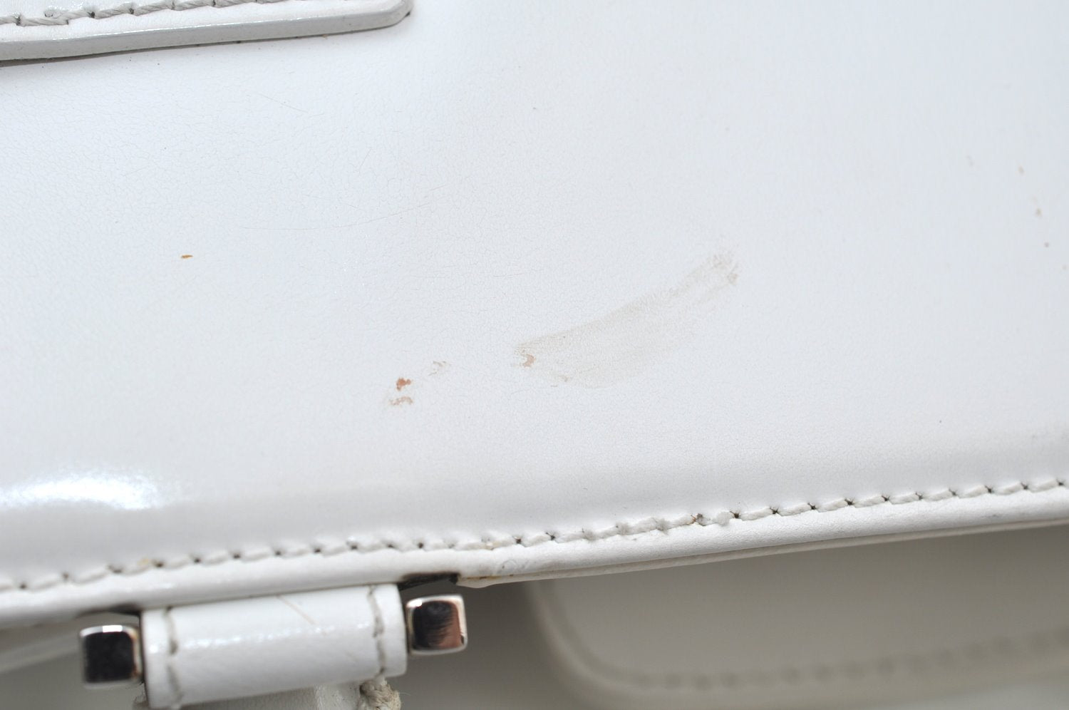 Authentic Salvatore Ferragamo Gancini Leather Hand Tote Bag Purse White 8398I