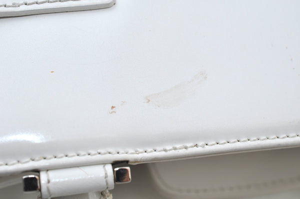 Authentic Salvatore Ferragamo Gancini Leather Hand Tote Bag Purse White 8398I