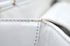 Authentic Salvatore Ferragamo Gancini Leather Hand Tote Bag Purse White 8398I