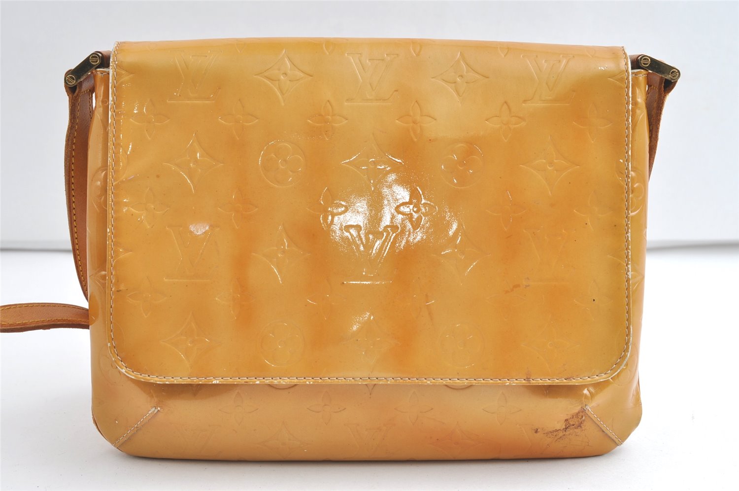 Auth Louis Vuitton Vernis Thompson Street Shoulder Bag Yellow M91008 LV 8398J