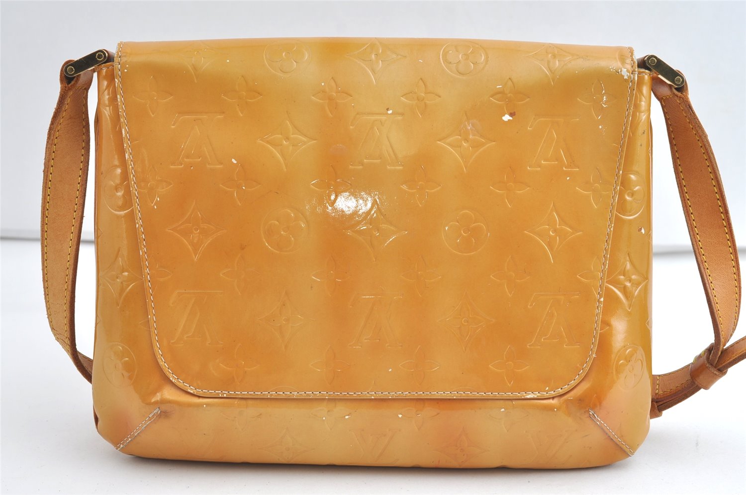 Auth Louis Vuitton Vernis Thompson Street Shoulder Bag Yellow M91008 LV 8398J