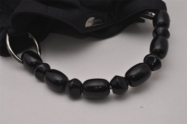 Authentic Christian Dior Maris Pearl Hand Bag Purse Nylon Black Junk 8399I