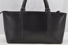 Authentic BURBERRY Vintage Leather Hand Bag Purse Black Brown 8400I