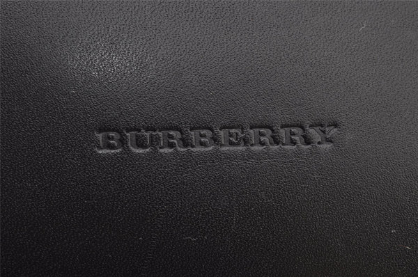 Authentic BURBERRY Vintage Leather Hand Bag Purse Black Brown 8400I