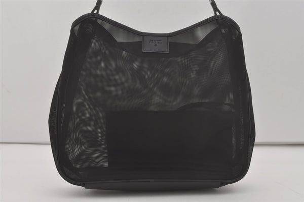 Authentic GUCCI Bamboo Shoulder Hand Bag Purse Mesh Leather 0015638 Black 8401I