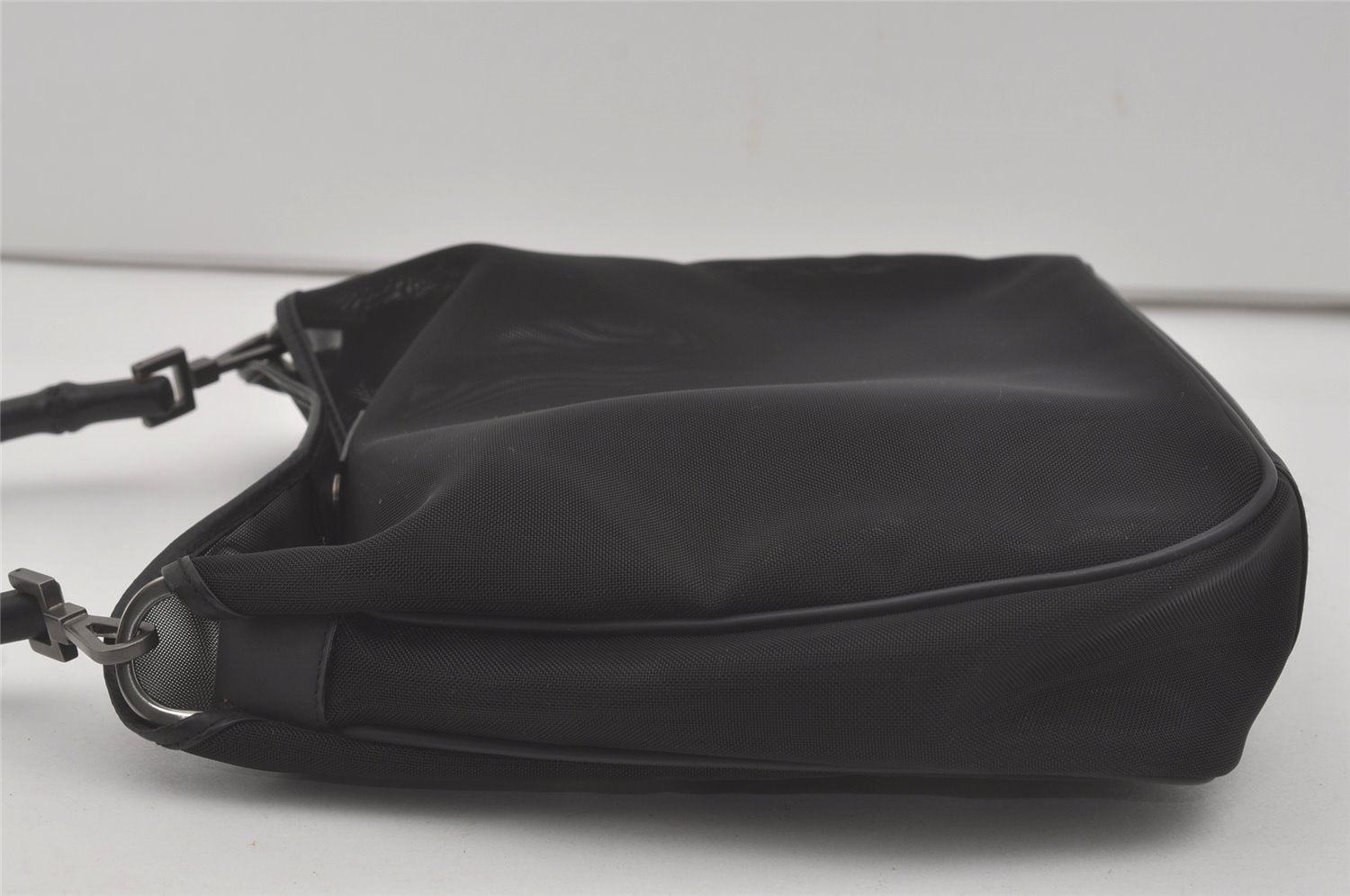 Authentic GUCCI Bamboo Shoulder Hand Bag Purse Mesh Leather 0015638 Black 8401I