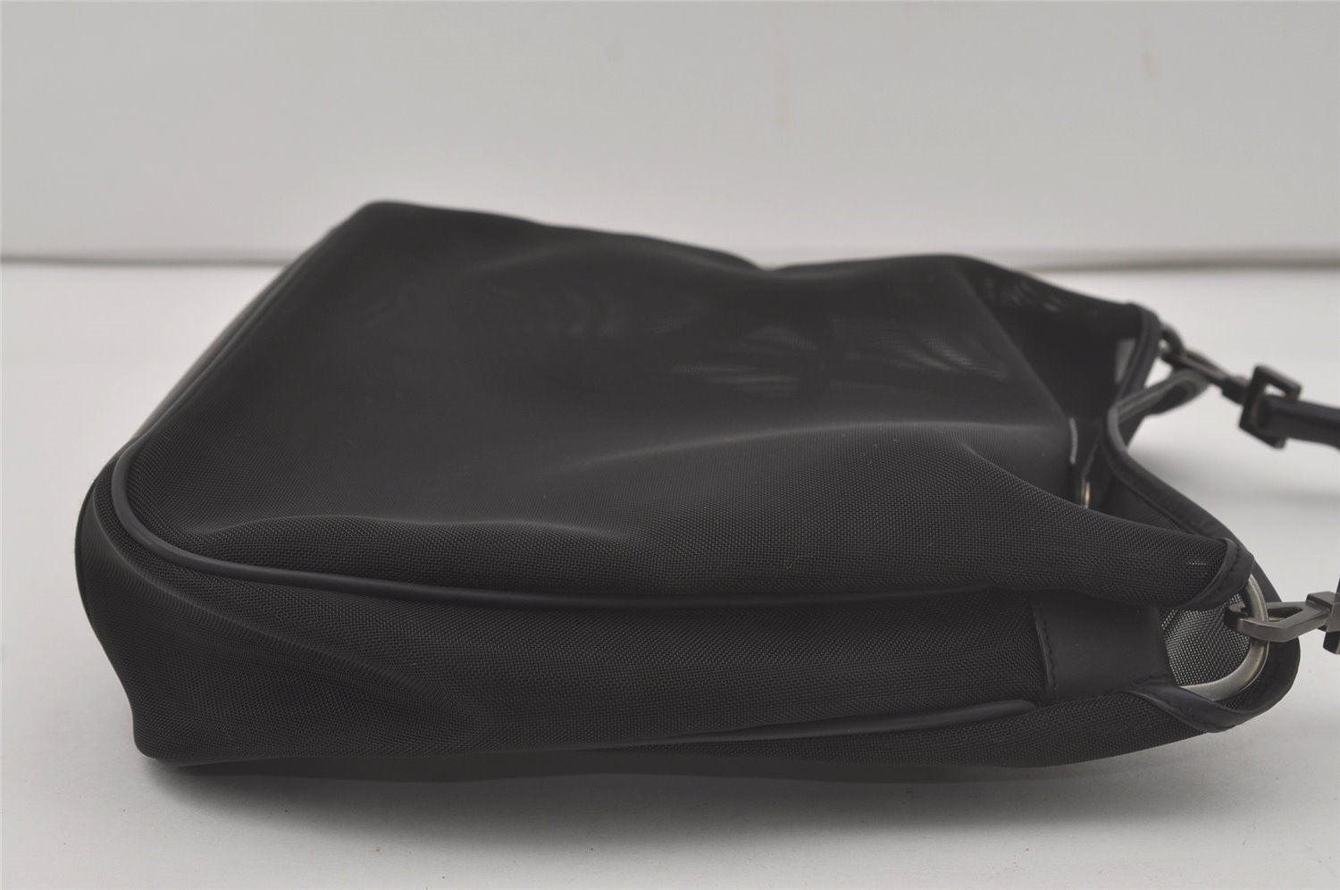 Authentic GUCCI Bamboo Shoulder Hand Bag Purse Mesh Leather 0015638 Black 8401I