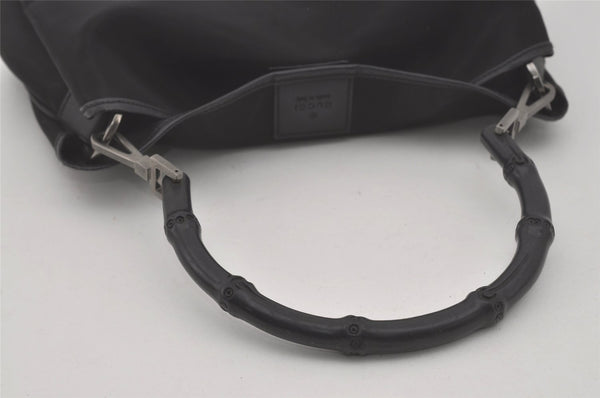 Authentic GUCCI Bamboo Shoulder Hand Bag Purse Mesh Leather 0015638 Black 8401I