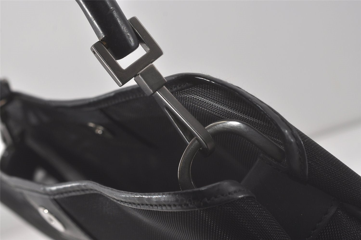 Authentic GUCCI Bamboo Shoulder Hand Bag Purse Mesh Leather 0015638 Black 8401I