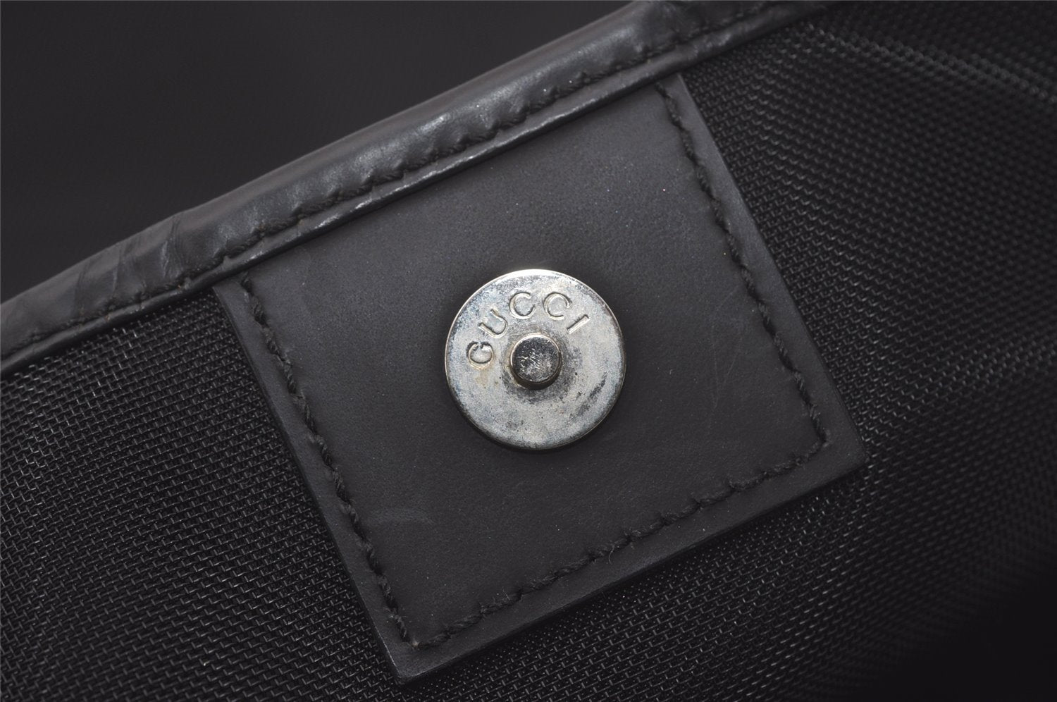 Authentic GUCCI Bamboo Shoulder Hand Bag Purse Mesh Leather 0015638 Black 8401I