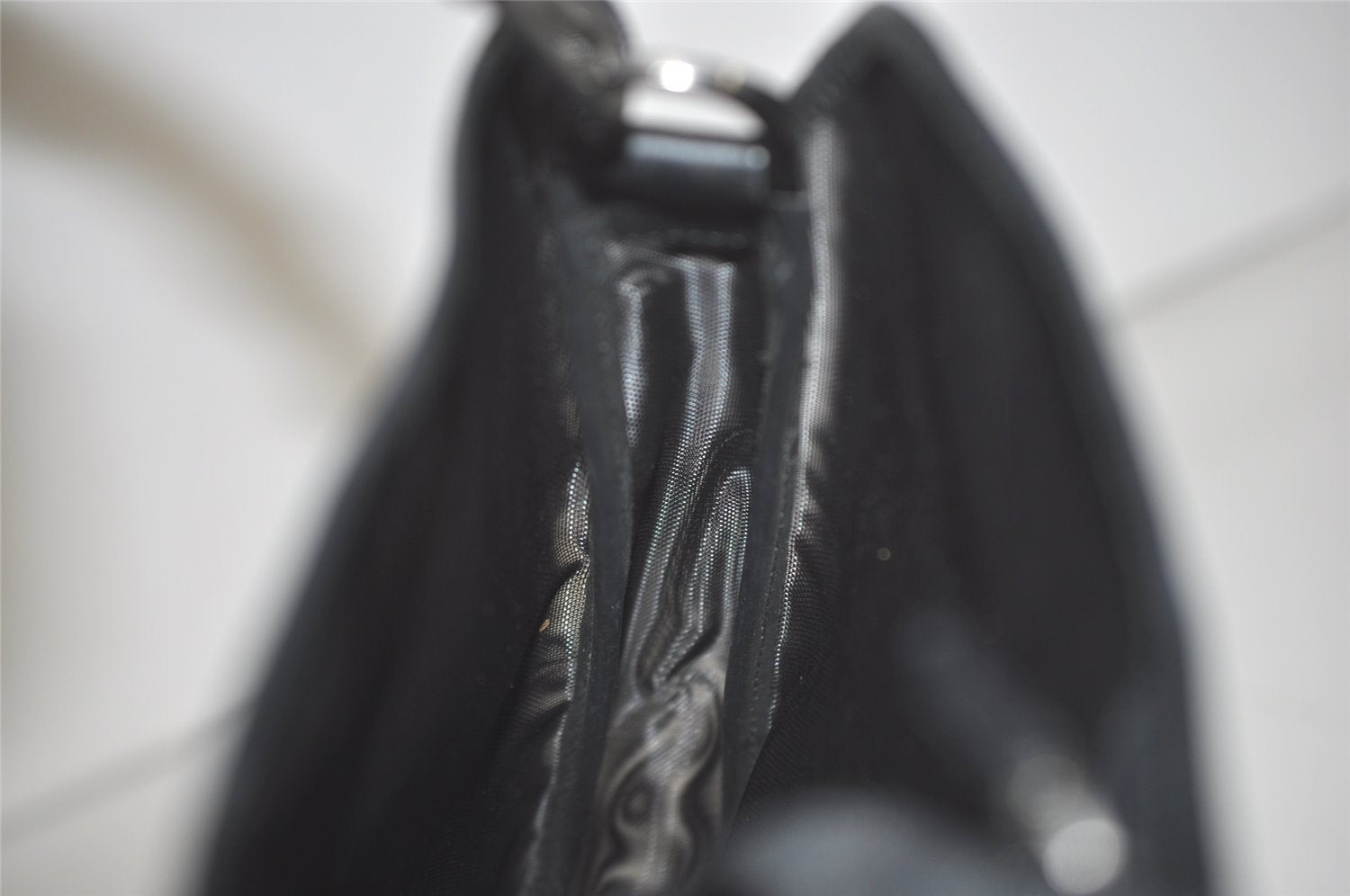 Authentic GUCCI Bamboo Shoulder Hand Bag Purse Mesh Leather 0015638 Black 8401I