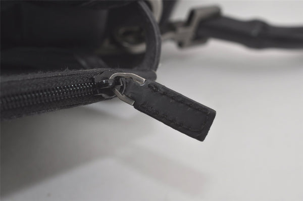 Authentic GUCCI Bamboo Shoulder Hand Bag Purse Mesh Leather 0015638 Black 8401I