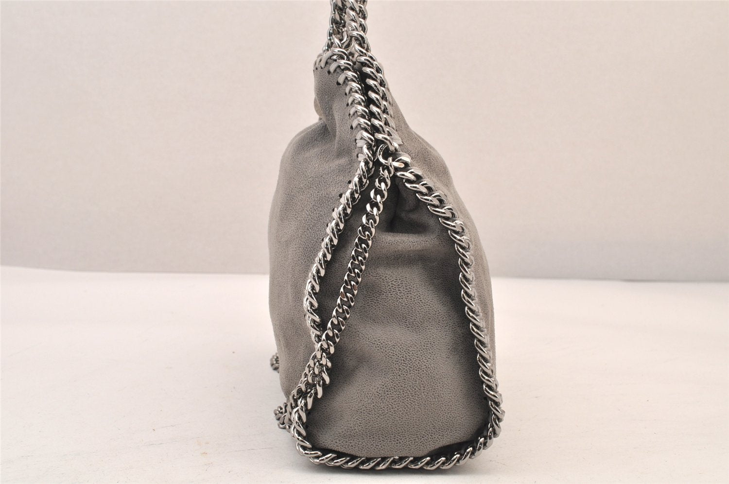Authentic Stella McCartney Falabella Mini Shoulder Hand Bag Leather Gray 8403M