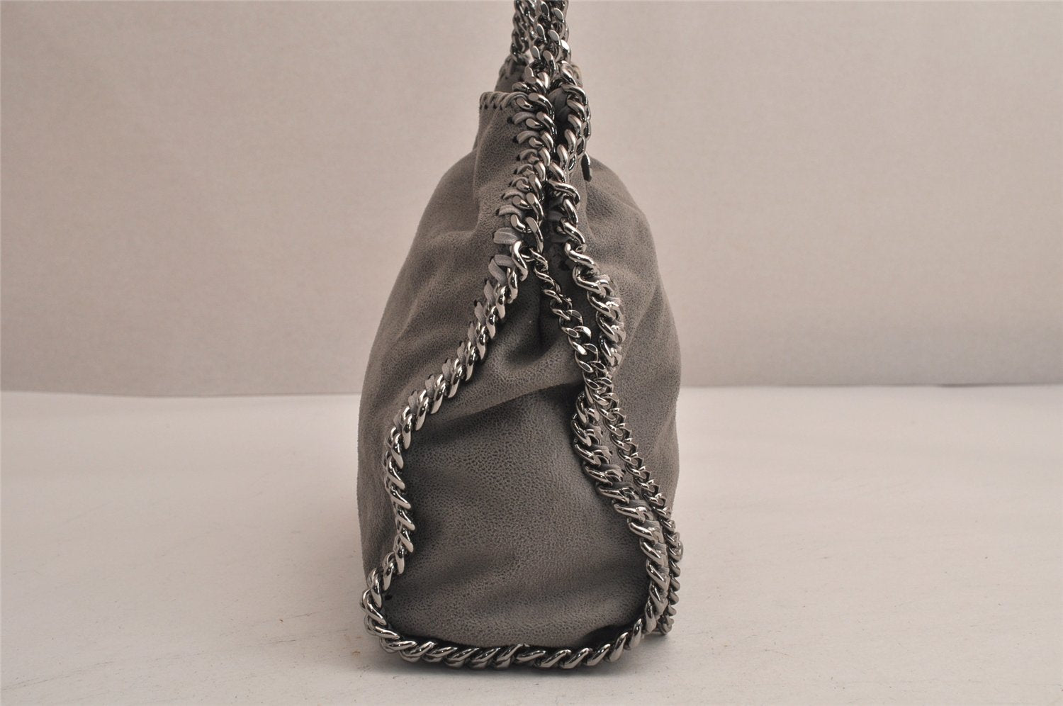 Authentic Stella McCartney Falabella Mini Shoulder Hand Bag Leather Gray 8403M