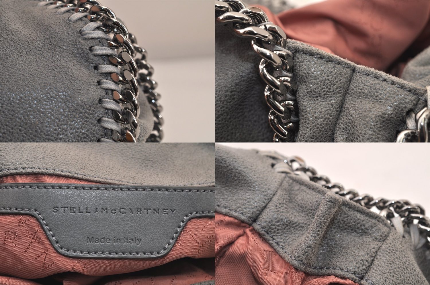 Authentic Stella McCartney Falabella Mini Shoulder Hand Bag Leather Gray 8403M