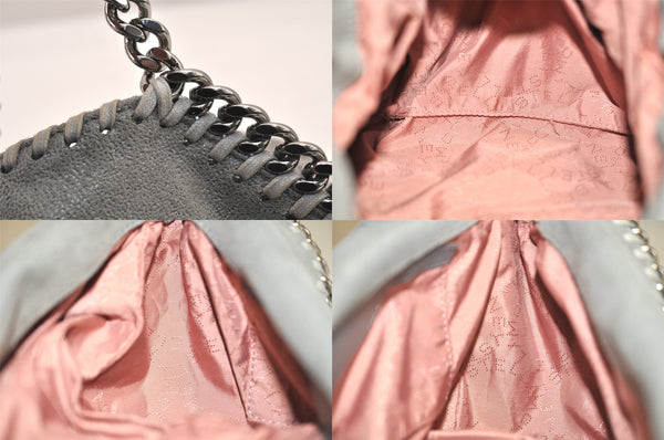 Authentic Stella McCartney Falabella Mini Shoulder Hand Bag Leather Gray 8403M