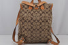 Authentic COACH Signature Backpack Purse Canvas Leather 06080 Brown 8405J