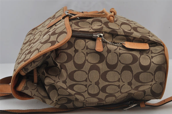 Authentic COACH Signature Backpack Purse Canvas Leather 06080 Brown 8405J