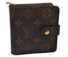 Authentic Louis Vuitton Monogram Compact Zip Bifold Wallet Purse M61667 LV 8406I