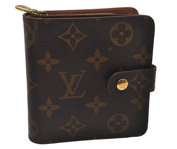 Authentic Louis Vuitton Monogram Compact Zip Bifold Wallet Purse M61667 LV 8406I