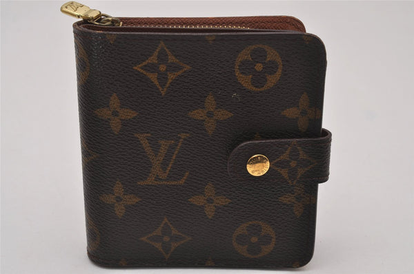 Authentic Louis Vuitton Monogram Compact Zip Bifold Wallet Purse M61667 LV 8406I