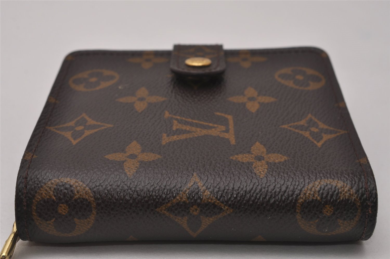 Authentic Louis Vuitton Monogram Compact Zip Bifold Wallet Purse M61667 LV 8406I