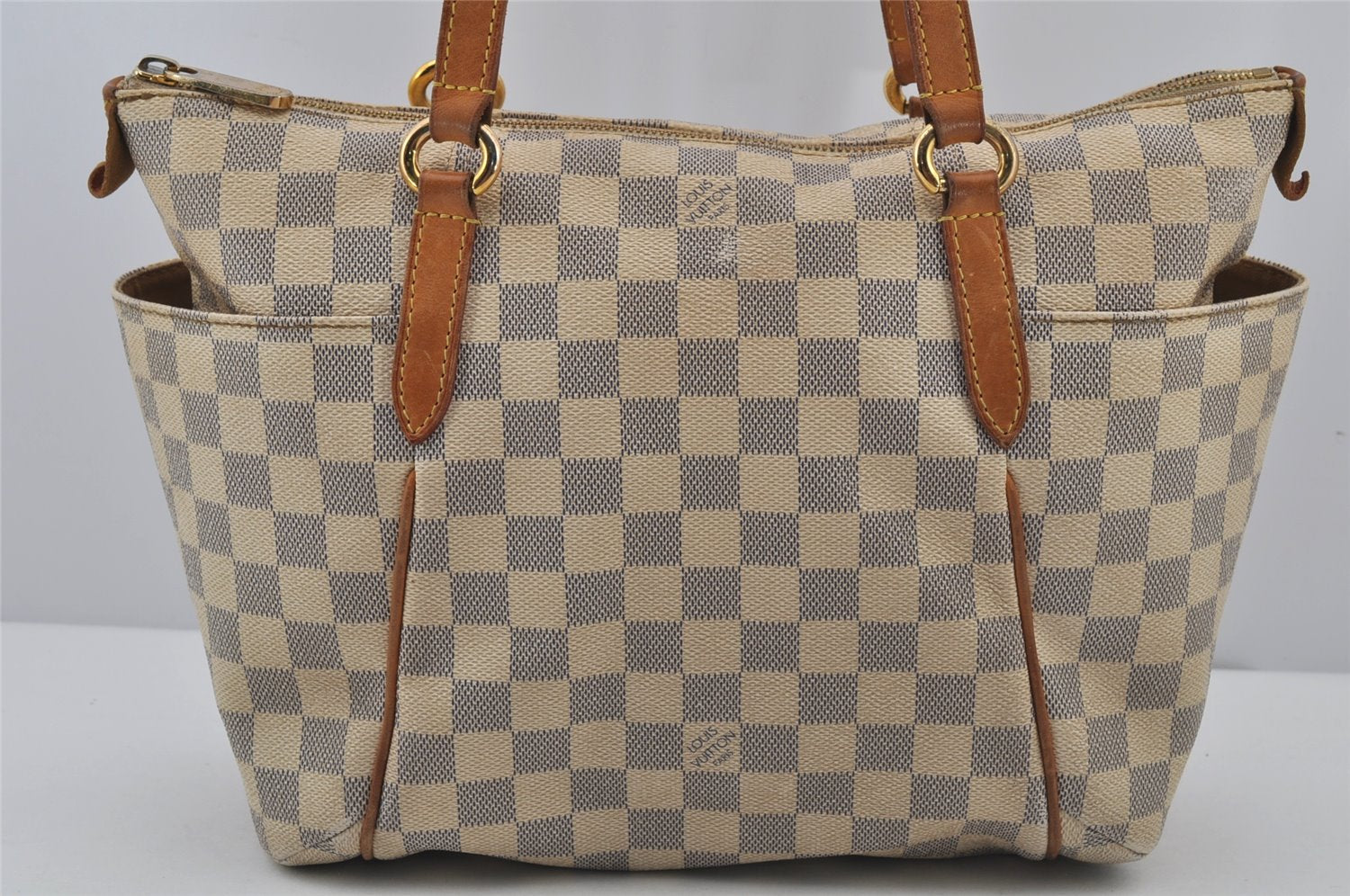 Authentic Louis Vuitton Damier Azur Totally PM Tote Bag White N41280 LV 8408J