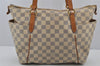 Authentic Louis Vuitton Damier Azur Totally PM Tote Bag White N41280 LV 8408J