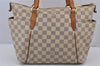 Authentic Louis Vuitton Damier Azur Totally PM Tote Bag White N41280 LV 8408J
