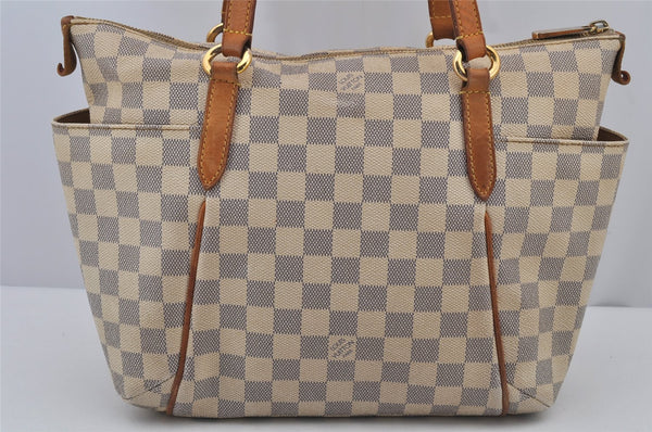 Authentic Louis Vuitton Damier Azur Totally PM Tote Bag White N41280 LV 8408J