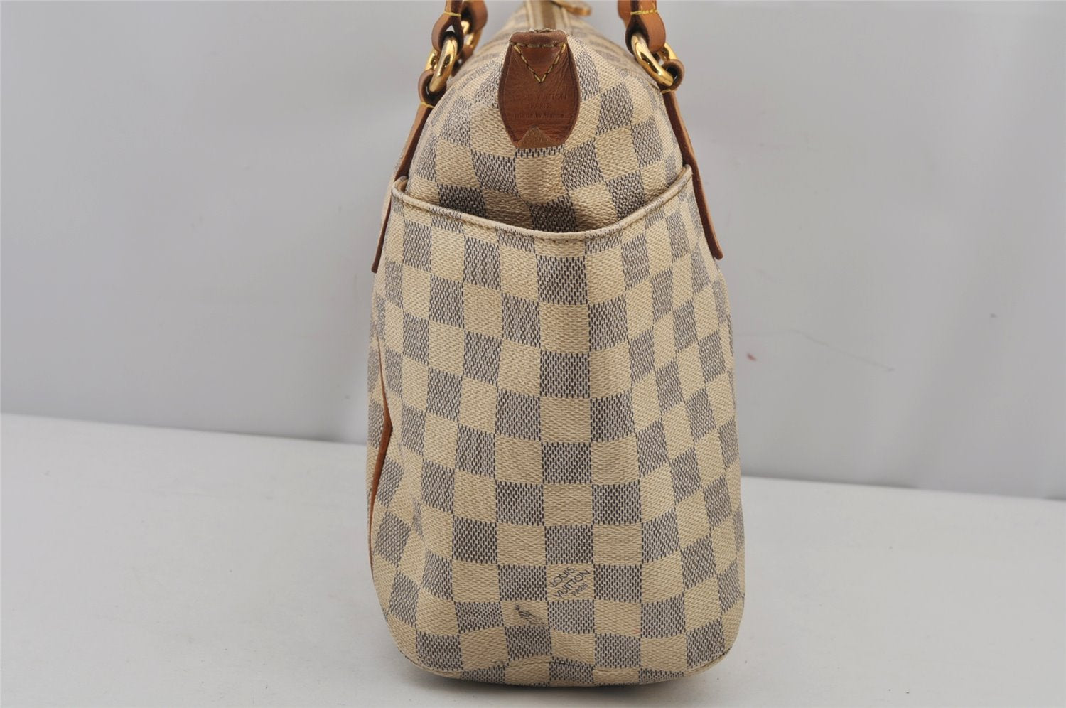 Authentic Louis Vuitton Damier Azur Totally PM Tote Bag White N41280 LV 8408J