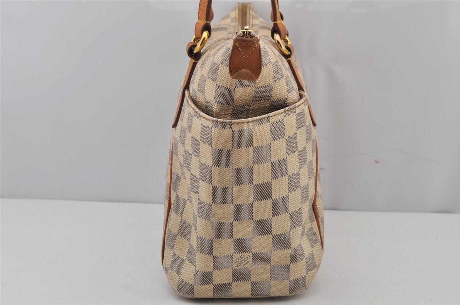 Authentic Louis Vuitton Damier Azur Totally PM Tote Bag White N41280 LV 8408J