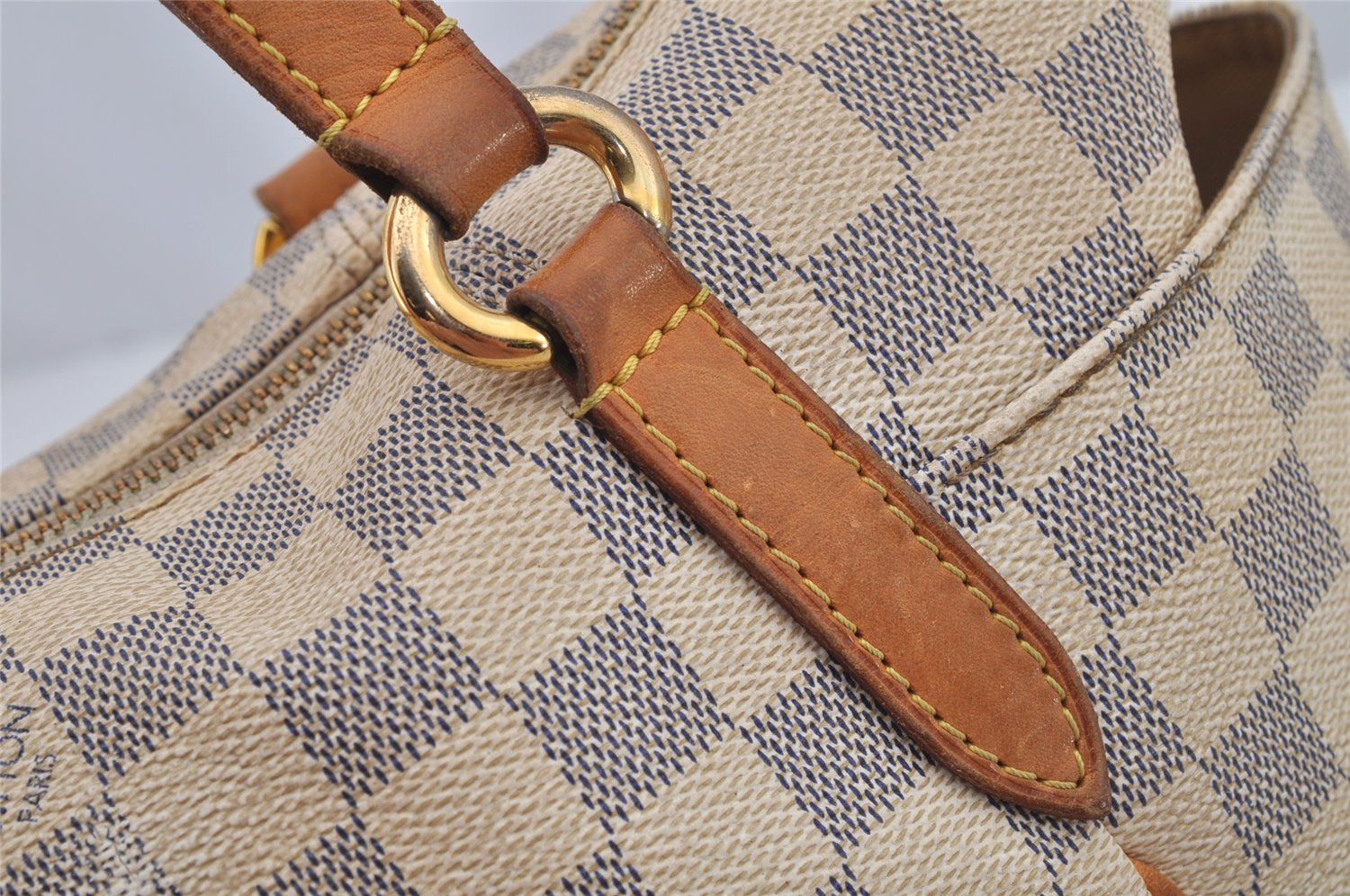 Authentic Louis Vuitton Damier Azur Totally PM Tote Bag White N41280 LV 8408J