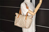 Authentic Louis Vuitton Damier Azur Totally PM Tote Bag White N41280 LV 8408J