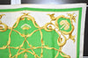 Authentic HERMES Carre 90 Scarf "Crowns" Silk White Green 8412J