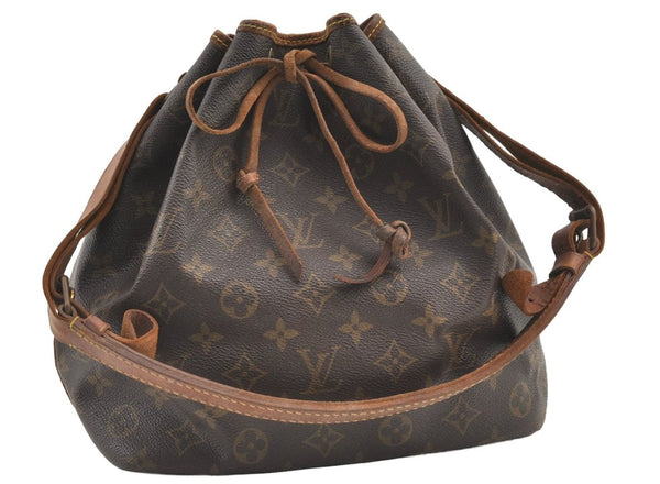 Authentic Louis Vuitton Monogram Petit Noe M42226 Shoulder Drawstring Bag 8413J