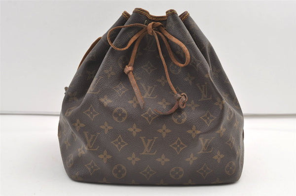 Authentic Louis Vuitton Monogram Petit Noe M42226 Shoulder Drawstring Bag 8413J