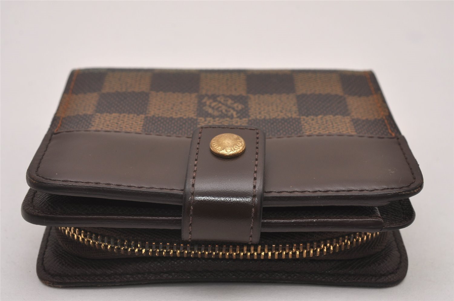 Authentic Louis Vuitton Damier Compact Zip Bifold Wallet Purse N61668 Junk 8416I