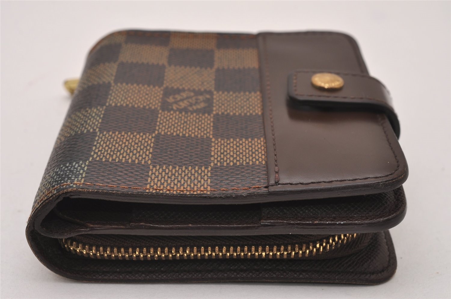 Authentic Louis Vuitton Damier Compact Zip Bifold Wallet Purse N61668 Junk 8416I