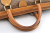 Authentic GUCCI Web Sherry Line Micro GG PVC Leather Boston Bag Brown 8418J