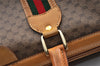 Authentic GUCCI Web Sherry Line Micro GG PVC Leather Boston Bag Brown 8418J